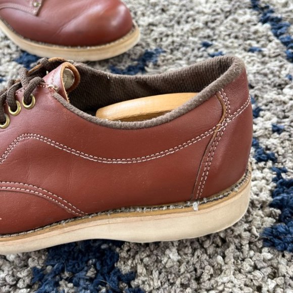 Vintage Knapp Brown Cush-N-Crepe Leather Shoes Made In USA Men’s 9 US Alden Sole - Picture 3 of 12